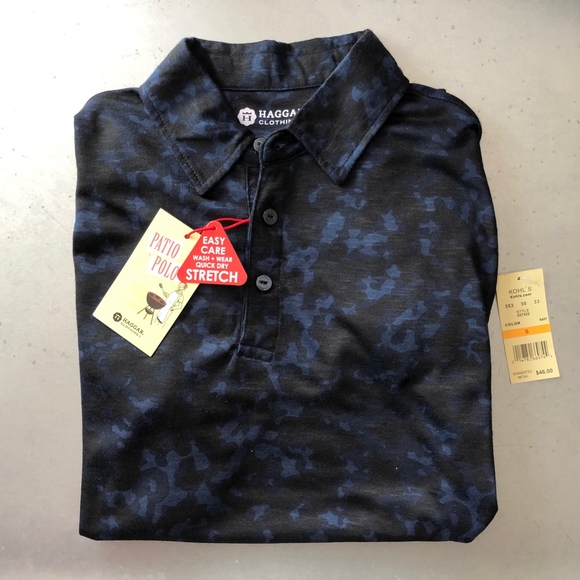 Haggar Patio Polo Blue Black Stretch S/S NWT - Picture 2 of 4